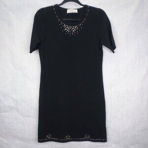 PRINGLE OF SCOTLAND Sweater Tunic Dress Women's S Pullover Shift Beaded Cashmere